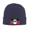 Antigua and Barbuda Flag Winter Knit Beanie Hats for Men & Women Knit Cuffed Cap Toboggan Skull Cap Navy Blue view 2