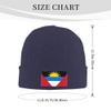 Antigua and Barbuda Flag Winter Knit Beanie Hats for Men & Women Knit Cuffed Cap Toboggan Skull Cap Navy Blue view 3