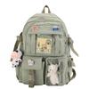 Eagerrich Cute Backpack with Cute Pin Accessories Plush Pendant for School Bag Student Girl Backpack Super-Capacity Waterproof Travel Backpack(Green-2) view 1