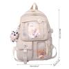 Eagerrich Cute Backpack with Cute Pin Accessories Plush Pendant for School Bag Student Girl Backpack Super-Capacity Waterproof Travel Backpack(Green-2) view 3