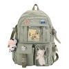 Eagerrich Cute Backpack with Cute Pin Accessories Plush Pendant for School Bag Student Girl Backpack Super-Capacity Waterproof Travel Backpack(Green-2) view 4