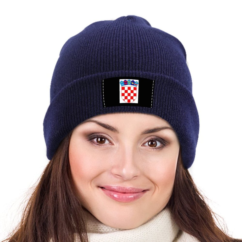 Croatia National Emblem Knitted Beanie Hat Soft Skiing Cap Skull Cap for Women Men Home Office Travel One Size
