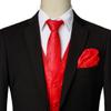ZEROYAA Mens Classic 3pc Jacquard Paisley Vest Set Necktie Pocket Square Waistcoat for Suit or Tuxedo ZLSV08-Red Medium view 3