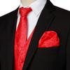 ZEROYAA Mens Classic 3pc Jacquard Paisley Vest Set Necktie Pocket Square Waistcoat for Suit or Tuxedo ZLSV08-Red Medium view 4