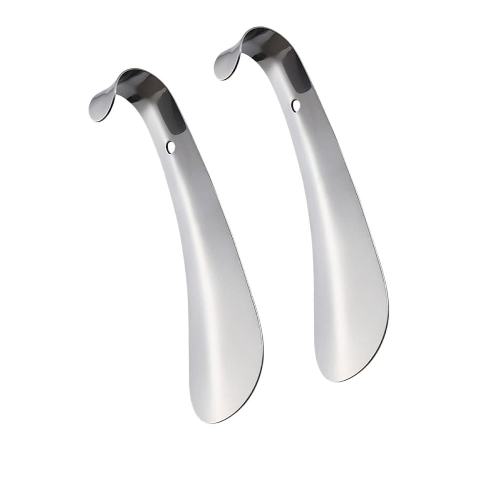 2pcs Accessories Horn Men Lifters Disabled Shoe Lifter Seniors Alloy Elder Tool Small Metal Shoes Elderly Stainless Shoehorn Steel Handled Women .cm for Wearing Short