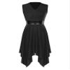 TiaoBug Praise Dance Dresses for Women Sleeveless Asymmetrical Color Block Tunic Liturgical Worship Dancewear Black Large view 3