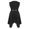 TiaoBug Praise Dance Dresses for Women Sleeveless Asymmetrical Color Block Tunic Liturgical Worship Dancewear Black Large view 4