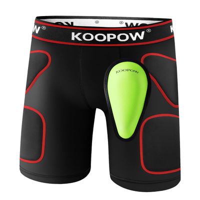 KOOPOW Youth Boys Padded Sliding Shorts with Soft Protective Athletic Cup Underwear, Slider for Baseball, Football, Lacrosse (0933R, Large)