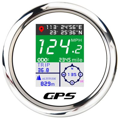 KAOLALI 3-3/8" 85mm Digital Boat GPS Speedometer Odometer Voltmeter Speed Gauge for Car Marine 9-32V White&Silver