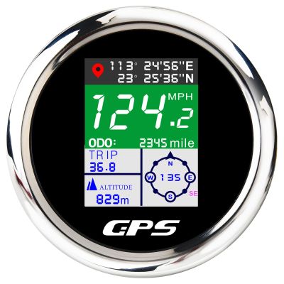 3-3/8" 85mm Digital Boat GPS Speedometer Odometer Voltmeter Speed Gauge for Car Marine 9-32V Black&Silver