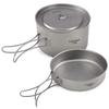 Lixada 2pcs Camping Cookware Set Titanium Pot Pan Cooking Set with Foldable Handles Mesh Carry Bag view 1