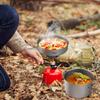 Lixada 2pcs Camping Cookware Set Titanium Pot Pan Cooking Set with Foldable Handles Mesh Carry Bag view 3