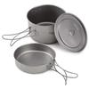 Lixada 2pcs Camping Cookware Set Titanium Pot Pan Cooking Set with Foldable Handles Mesh Carry Bag view 4
