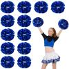 WILLBOND 12pcs Cheerleading Pom Poms Bulk Metallic Foil Cheerleader Pompoms with Baton Handle for Football Basketball Cheering Squad Team Game Sports Dance Party Outfit (Blue) view 1