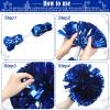 WILLBOND 12pcs Cheerleading Pom Poms Bulk Metallic Foil Cheerleader Pompoms with Baton Handle for Football Basketball Cheering Squad Team Game Sports Dance Party Outfit (Blue) view 2