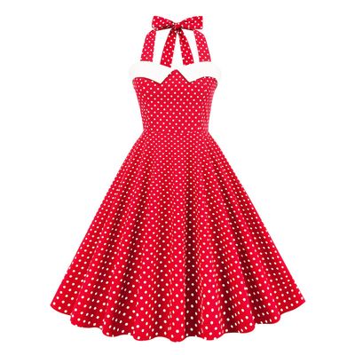 Cocktail Dresses for Weddings, Red Dresses for Women Party, Women 50s 60s Vintage Sleeveless Cocktail Swing Dress Retro Audrey Hepburn Patchwork Midi Evening Rockabilly Dress Red - White S