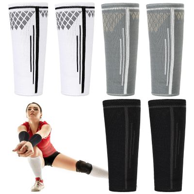 Hanaive 3 Pairs Volleyball Arm Sleeves Forearm Compression Sleeve for Shooting Sun Protection Basketball Football Women Men(White, Gray, Black)