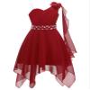 YiZYiF Kids Flower Girls One Shoulder Dress Irregular Wedding Pageant Dresses Evening Party Prom Ball Gown Burgundy 14 Years view 1