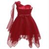 YiZYiF Kids Flower Girls One Shoulder Dress Irregular Wedding Pageant Dresses Evening Party Prom Ball Gown Burgundy 14 Years view 2
