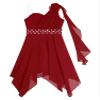 YiZYiF Kids Flower Girls One Shoulder Dress Irregular Wedding Pageant Dresses Evening Party Prom Ball Gown Burgundy 14 Years view 3