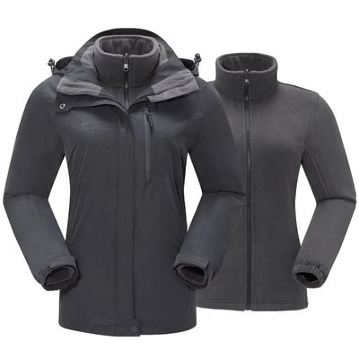CAMEL CROWN Women's Waterproof Ski Jacket 3 in 1 Winter Coat Windbreaker Snowboard Jackets for Rain Snow Outdoor Hiking Dark Grey M