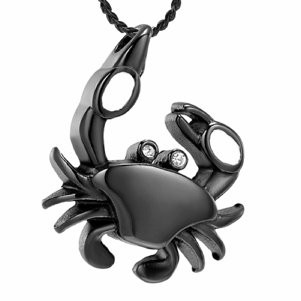BIAIHQIE Crystal Inlay Crab Cremation Jewelry for Ashes Pendant Urns Pet/Human Stainless Steel Memorial Necklace for Men/Women