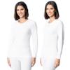 Indera Women's Thermal Long Sleeve Shirt, Cozy Waffle Shirt with Reliable Heat Retention, White, Large, Pack of 2 view 1