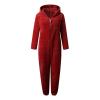 Women Onesie Fleece Jumpsuits Fluffy Sleepwear Plus Size Hood Sets Pajamas for Adult Winter Warm Pajamas Homewear Red view 3