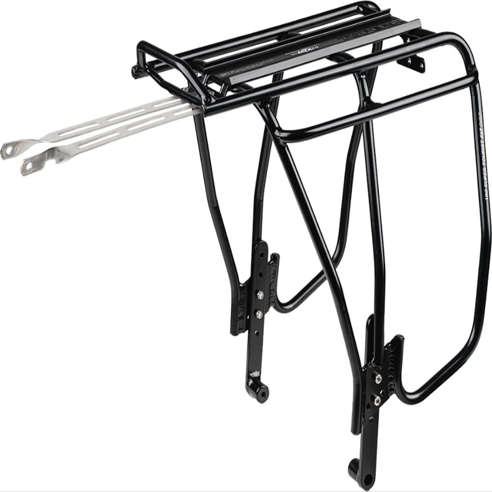 Topeak Uni Super Tourist Fat MTX 2.0 Rear Rack (TA2152B)  57 lbs Capacity, Adjustable for 24/26 Fat Bikes, Disc Brake Compatible, MTX QuickTrack System, 6061-T6 Aluminum, Side Pannier Support