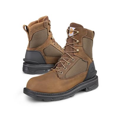Carhartt Ironwood Waterproof Work Boots for Men - 8-inch, Reinforced Oil-Tanned Leather with Breathable Membrane, EH & Slip-Resistant Outsoles, Brown - 14 M