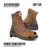 Carhartt Ironwood Waterproof Work Boots for Men - 8-inch, Reinforced Oil-Tanned Leather with Breathable Membrane, EH & Slip-Resistant Outsoles, Brown - 14 M view 3