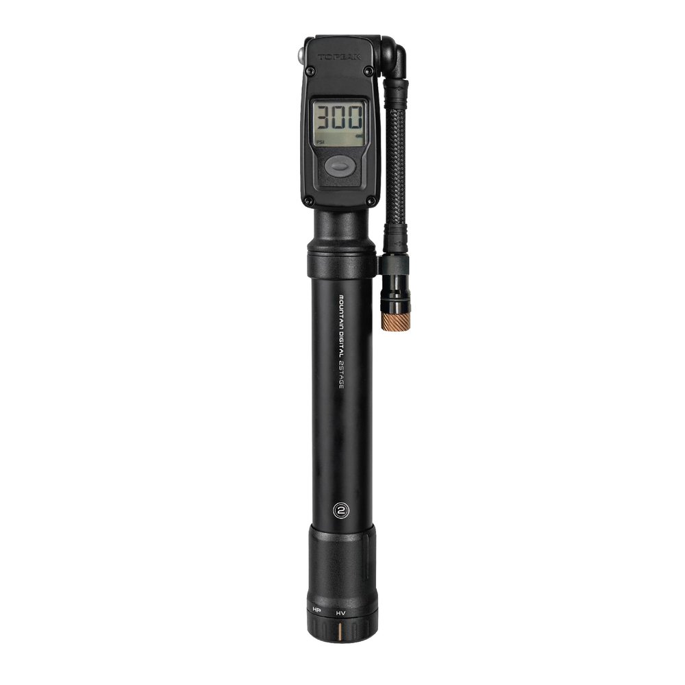 Topeak Mountain Digital 2Stage Bike Pump Dual-Mode High-Pressure/High-Volume Shock Pump with Digital Gauge, SmartHead ThreadLock & Pressure-Rite Valve System
