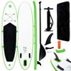 vidaXL Inflatable Stand Up Paddleboard Set with Aluminum Oar, High Pressure Pump, Repair Kit, and Carrying Bag - Green and White view 2