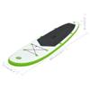 vidaXL Inflatable Stand Up Paddleboard Set with Aluminum Oar, High Pressure Pump, Repair Kit, and Carrying Bag - Green and White view 3
