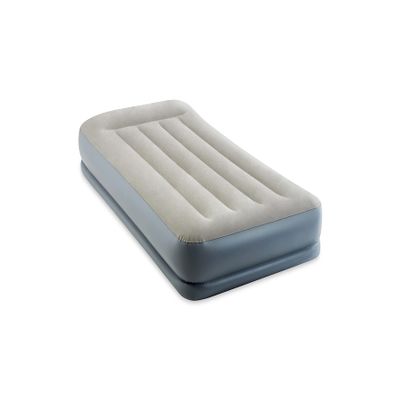 Intex 64115ED Dura-Beam Standard Pillow Rest Air Mattress: Fiber-Tech Twin Size Built-in Electric Pump 12in Bed Height 300lb Weight Capacity