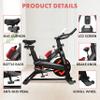 SQUATZ Indoor Exercise Bicycle With Training Console, 4-Way Adjustable Seat and Handlebar, 8 Resistance Levels, Workout Equipment for Home Gym with Comfortable Seat Cushion, Digital LCD Display view 3