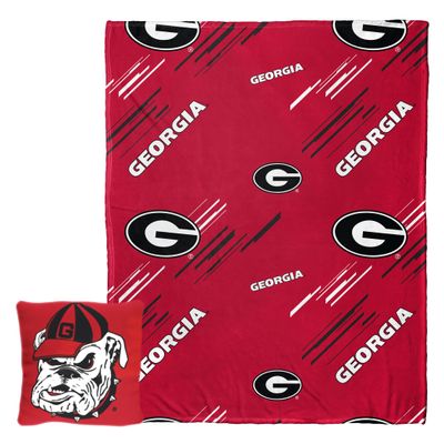 NORTHWEST NCAA Slashed Pillow 14X14 and Throw Blanket 40X50 Set with Back Pocket, Georgia Bulldogs