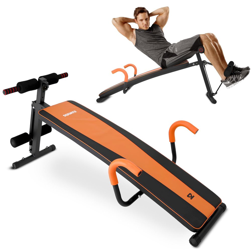 SQUATZ Sit Up Bench For Abs Five Adjustment Levels Decline Bench And Reverse Crunch Handle Ab Bench At Home Workout Equipment and Sit Up Exercise Equipment Up To 6.5 Ft Tall