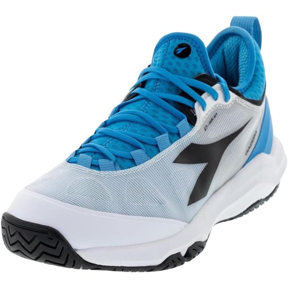 Diadora Men's Speed Blushield Fly 3 + All Ground Tennis Shoe (White/Black/Blue Jewel, 13)