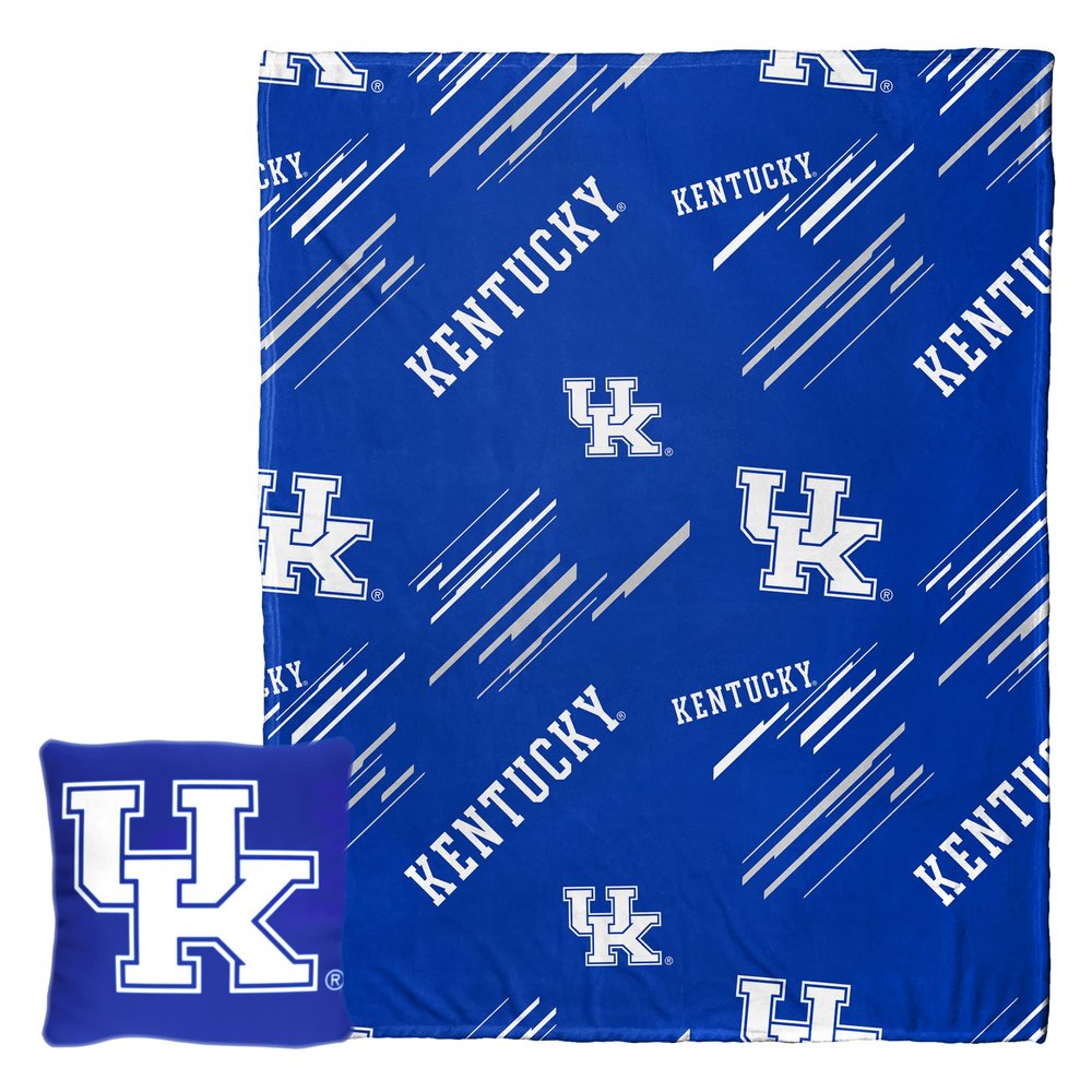 Northwest NCAA Slashed Pillow 14X14 and Throw Blanket 40X50 Set with Back Pocket, Kentucky Wildcats
