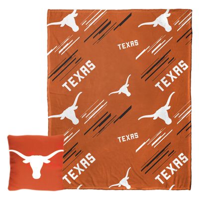Northwest Art Mall NCAA Slashed Pillow 14X14 and Throw Blanket 40X50 Set with Back Pocket, Texas Longhorns