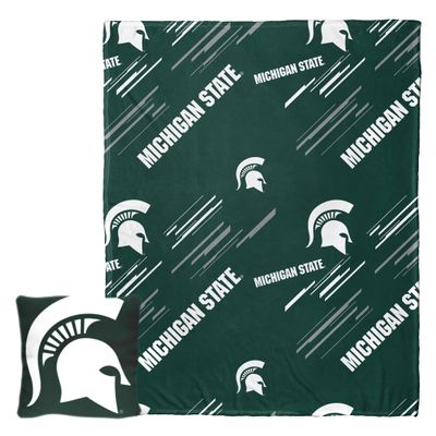 Northwest Art Mall NCAA Slashed Pillow 14X14 and Throw Blanket 40X50 Set with Back Pocket, Michigan State Spartans