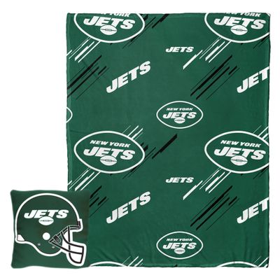 Northwest NFL Slashed Pillow 14X14 and Throw Blanket 40X50 Set with Back Pocket, New York Jets