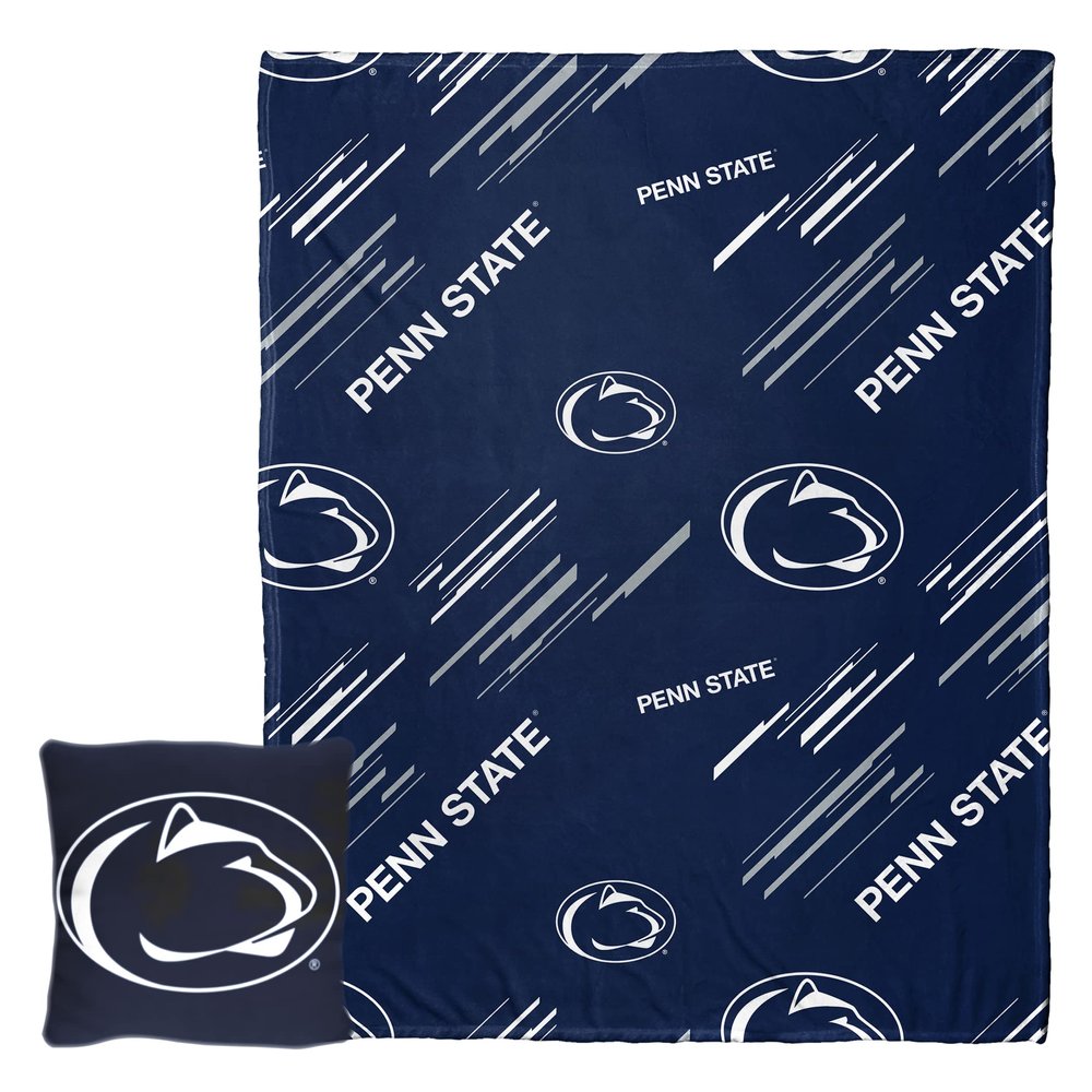NORTHWEST Art Mall NCAA Slashed Pillow 14X14 and Throw Blanket 40X50 Set with Back Pocket, Penn State Nittany Lions