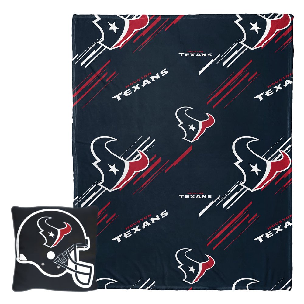 Northwest NFL Slashed Pillow 14X14 and Throw Blanket 40X50 Set with Back Pocket, Houston Texans