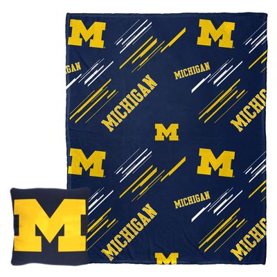 Northwest Art Mall NCAA Slashed Pillow 14X14 and Throw Blanket 40X50 Set with Back Pocket, Michigan Wolverines