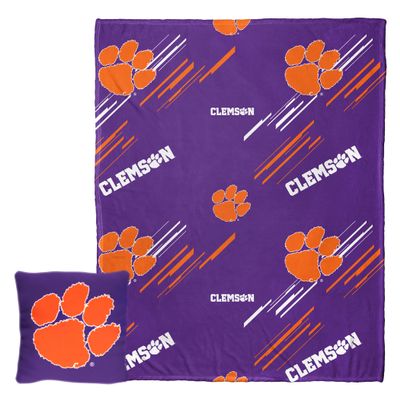 NORTHWEST NCAA Slashed Pillow 14X14 and Throw Blanket 40X50 Set with Back Pocket, Clemson Tigers