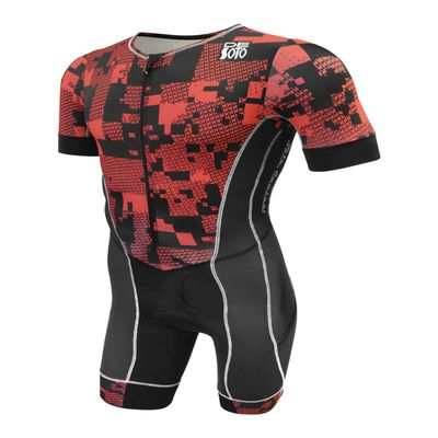 De Soto Forza Sleeved Triathlon Flisuit FFTS (Small, Red Camouflage)