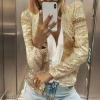 Women Casual Fashion Sequin Sequins Sparkling Cardigan Jacket Wrap Jacket Women (Gold, XXL) view 2