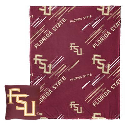 NORTHWEST Art Mall NCAA Slashed Pillow 14X14 and Throw Blanket 40X50 Set with Back Pocket, Florida State Seminoles